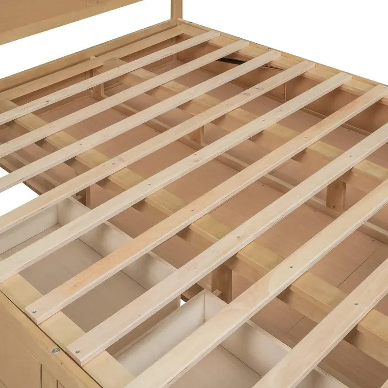 Wood Platform Bed with Underneath Storage and 2 Drawers