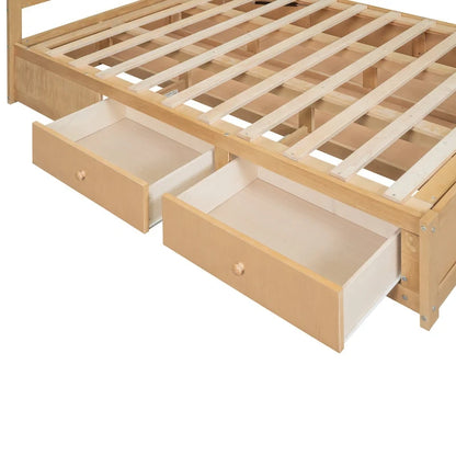 Wood Platform Bed with Underneath Storage and 2 Drawers