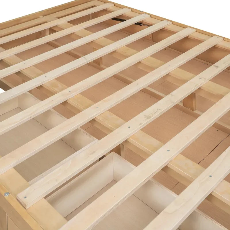 Wood Platform Bed with Underneath Storage and 2 Drawers
