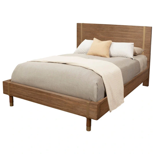 Alpine Furniture Easton Wood Platform Bed in Sand (Beige)
