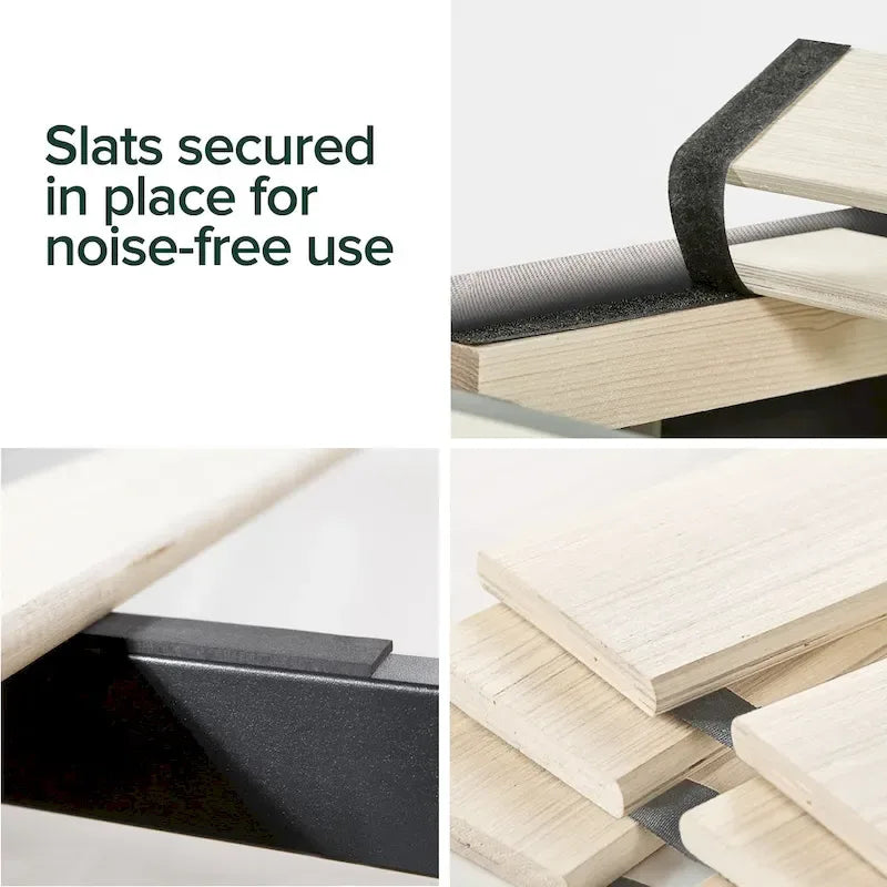 Priage by ZINUS Grey Square Stitched King Platform Bed Frame