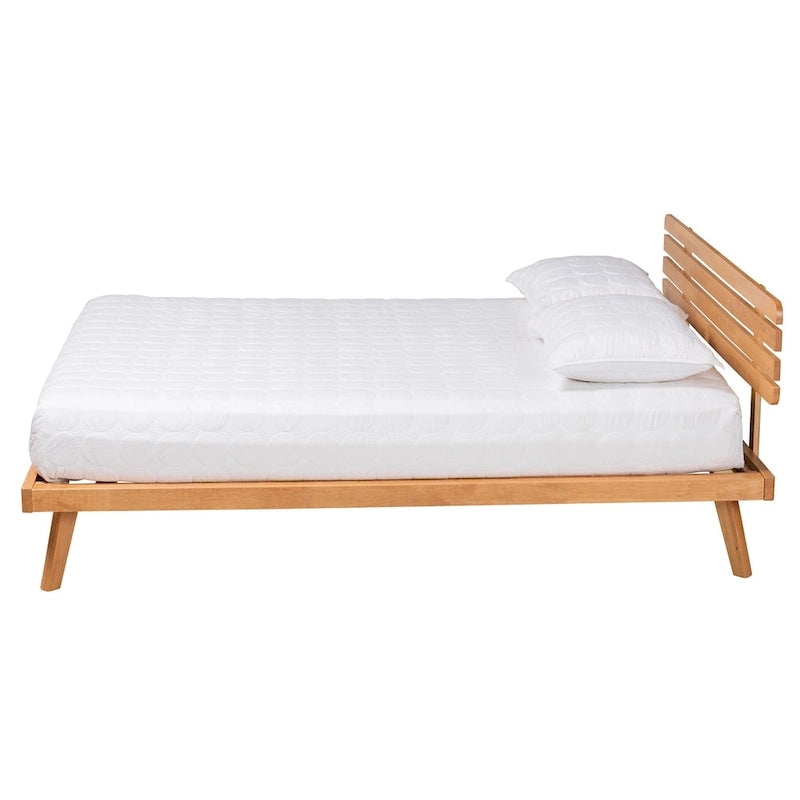 Joaquin Modern Japandi Rustic Brown Finished Wood Platform Bed