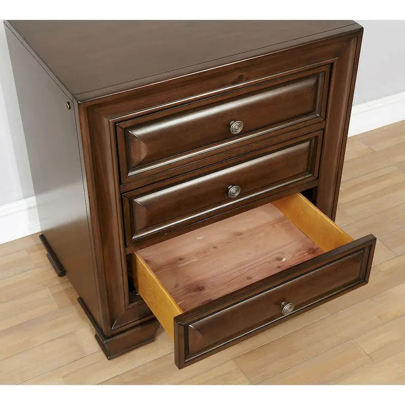 3 Drawers Wooden Nightstand