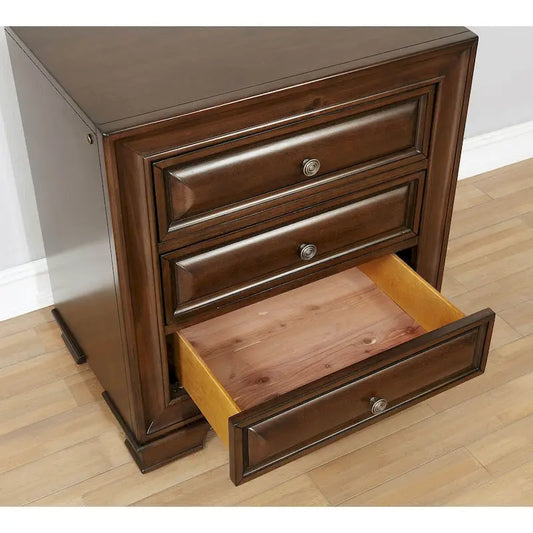 3 Drawers Wooden Nightstand
