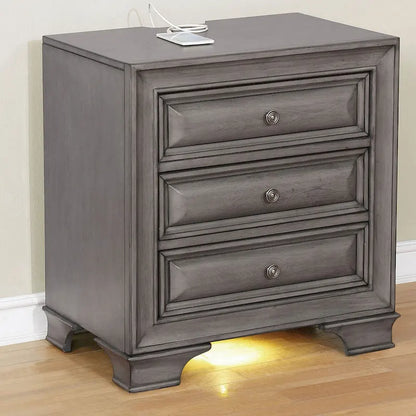 3 Drawers Wooden Nightstand