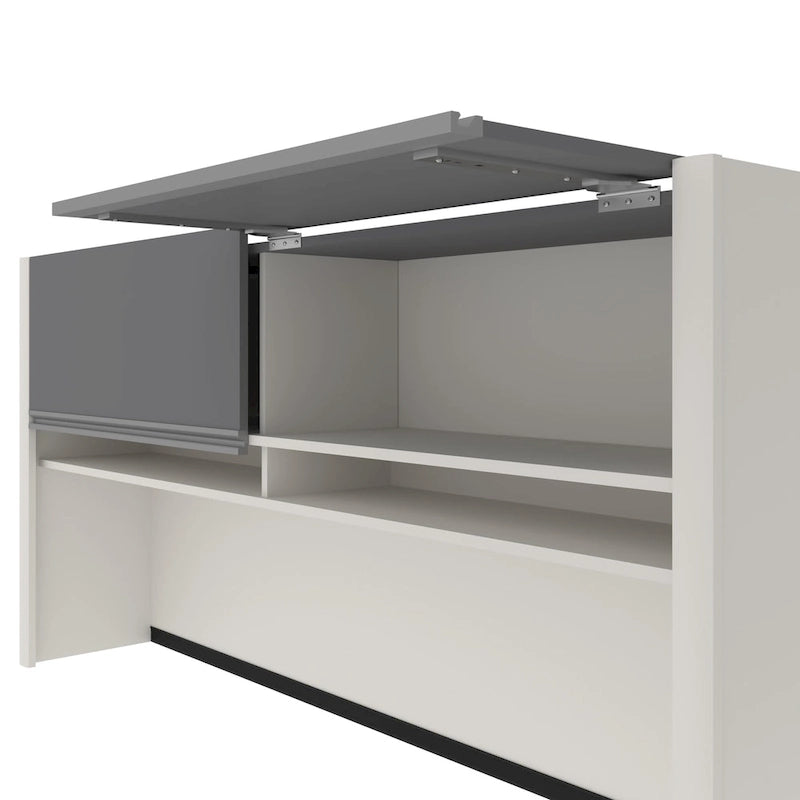Bestar Connexion 72W L-Shaped Desk with Hutch and Pedestal