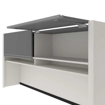 Bestar Connexion 72W L-Shaped Desk with Hutch and Pedestal