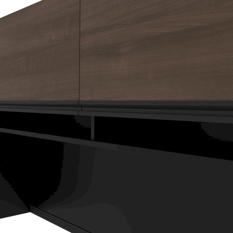 Bestar Connexion 72W L-Shaped Desk with Hutch and Pedestal