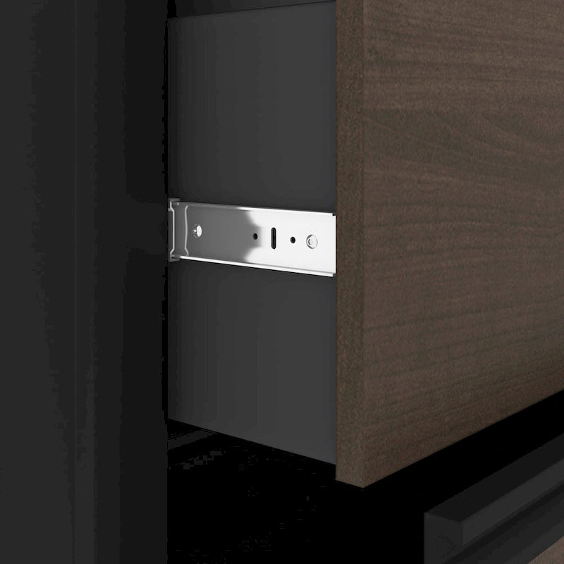 Bestar Connexion 72W L-Shaped Desk with Hutch and Pedestal