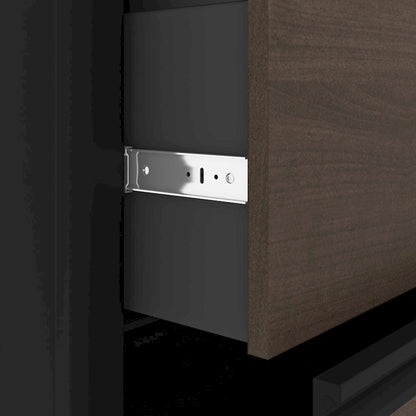 Bestar Connexion 72W L-Shaped Desk with Hutch and Pedestal