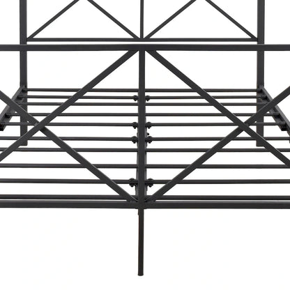 Metal Canopy Bed Frame Platform with X Shaped