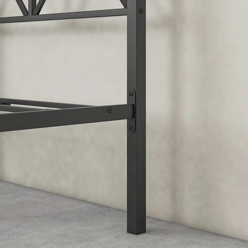 Metal Canopy Bed Frame Platform with X Shaped