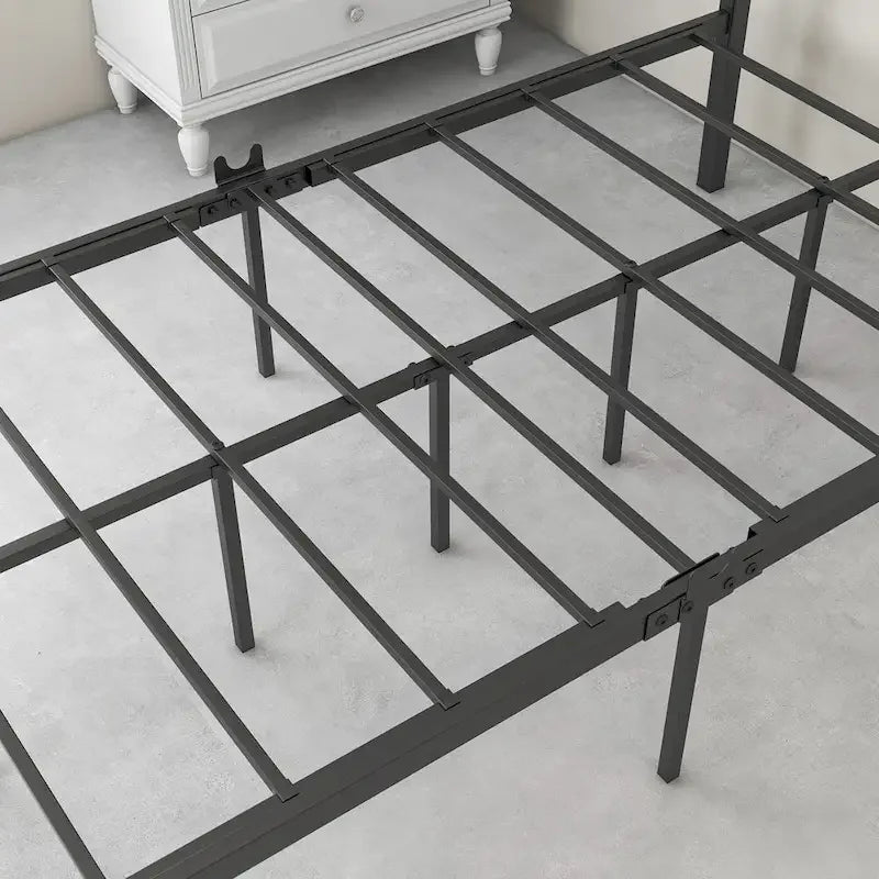Metal Canopy Bed Frame Platform with X Shaped