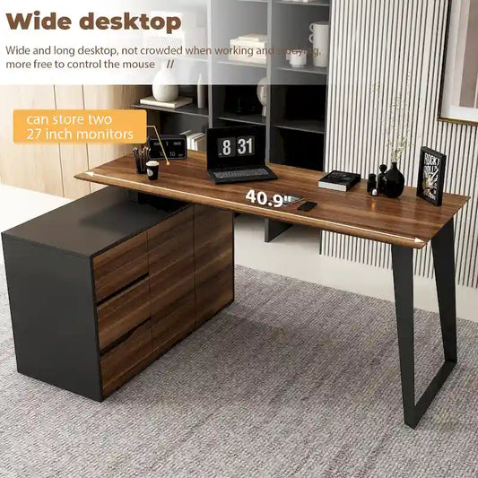 54.3 Kerrogee Office Computer Desk Corner Desk Reversible Cabinet