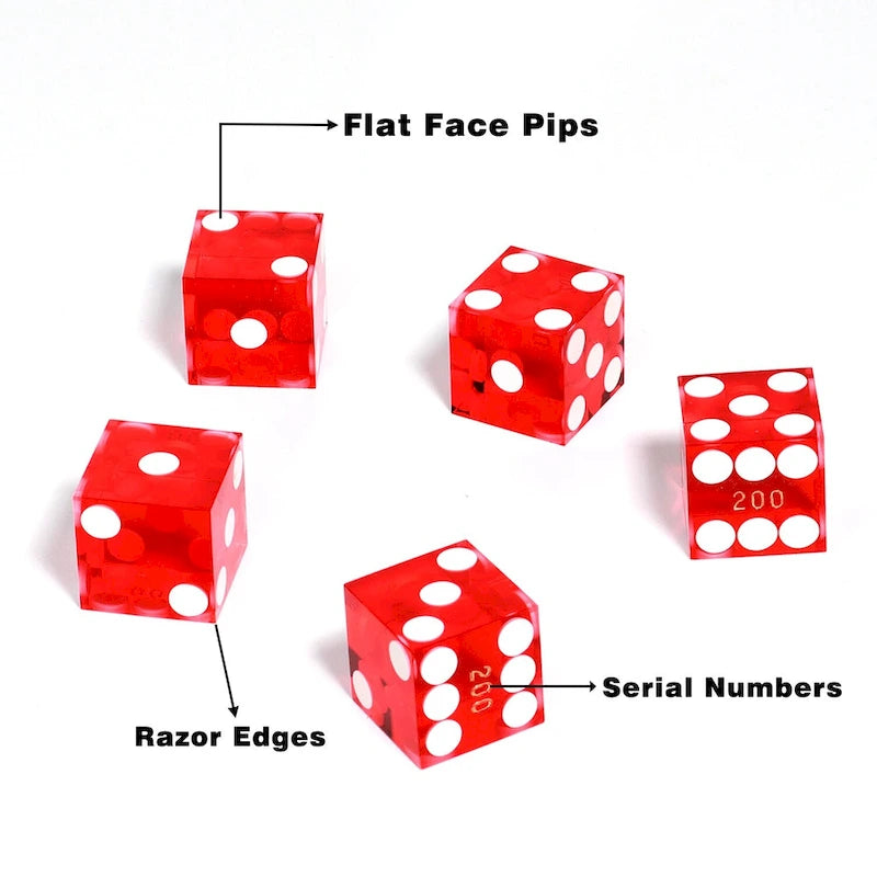 GSE AAA Grade 19mm Casino Craps Dice Set of 5 with Matching Serialized Numbers for RPG, Dice Stacking, Yahtzee Dice Games