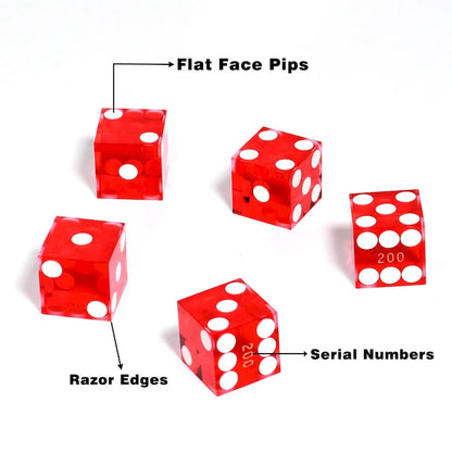 GSE AAA Grade 19mm Casino Craps Dice Set of 5 with Matching Serialized Numbers for RPG, Dice Stacking, Yahtzee Dice Games