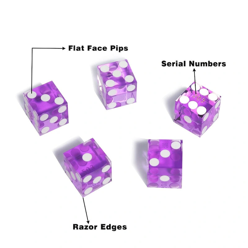 GSE AAA Grade 19mm Casino Craps Dice Set of 5 with Matching Serialized Numbers for RPG, Dice Stacking, Yahtzee Dice Games