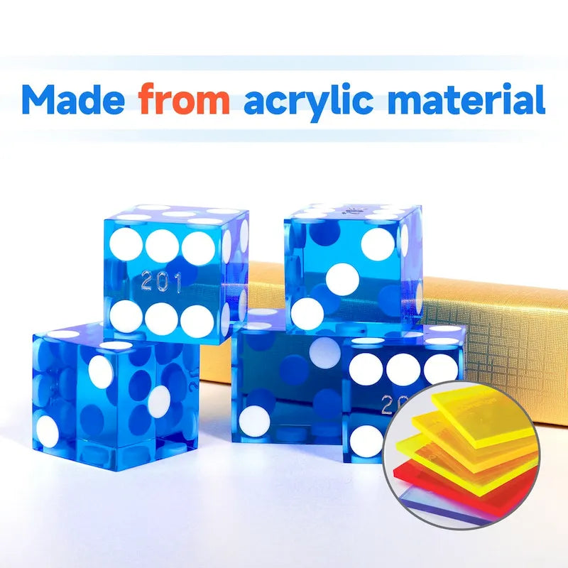 GSE AAA Grade 19mm Casino Craps Dice Set of 5 with Matching Serialized Numbers for RPG, Dice Stacking, Yahtzee Dice Games