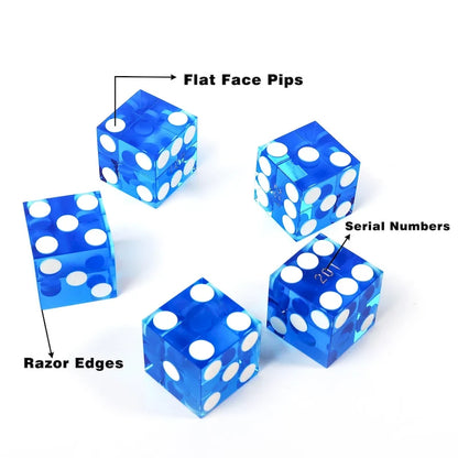 GSE AAA Grade 19mm Casino Craps Dice Set of 5 with Matching Serialized Numbers for RPG, Dice Stacking, Yahtzee Dice Games