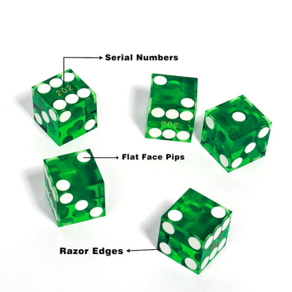 GSE AAA Grade 19mm Casino Craps Dice Set of 5 with Matching Serialized Numbers for RPG, Dice Stacking, Yahtzee Dice Games