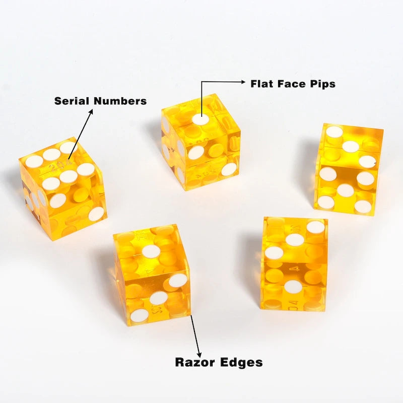 GSE AAA Grade 19mm Casino Craps Dice Set of 5 with Matching Serialized Numbers for RPG, Dice Stacking, Yahtzee Dice Games