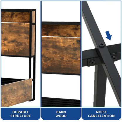 Moasis Vintage Brown King Bed Frame