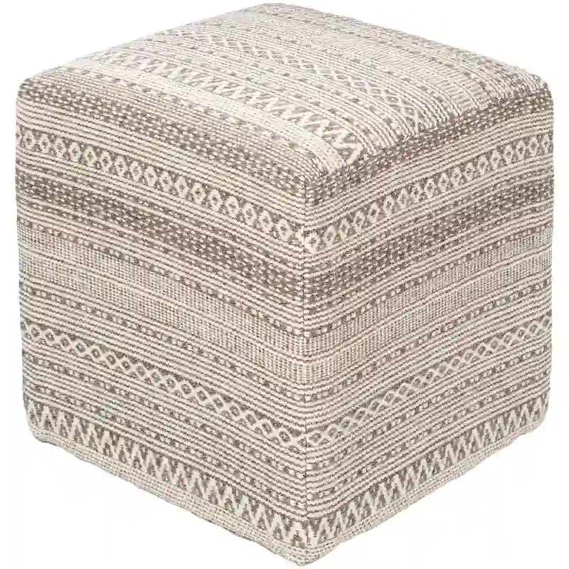 Jules Farmhouse Textured 16-inch Square Pouf