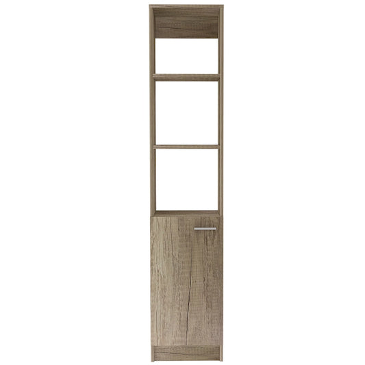 TUHOME Malaga Linen Cabinet with 3 Open Shelves, 2 Inner Shelves and Door