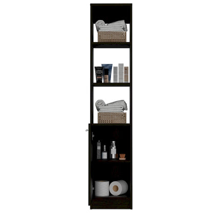 TUHOME Malaga Linen Cabinet with 3 Open Shelves, 2 Inner Shelves and Door