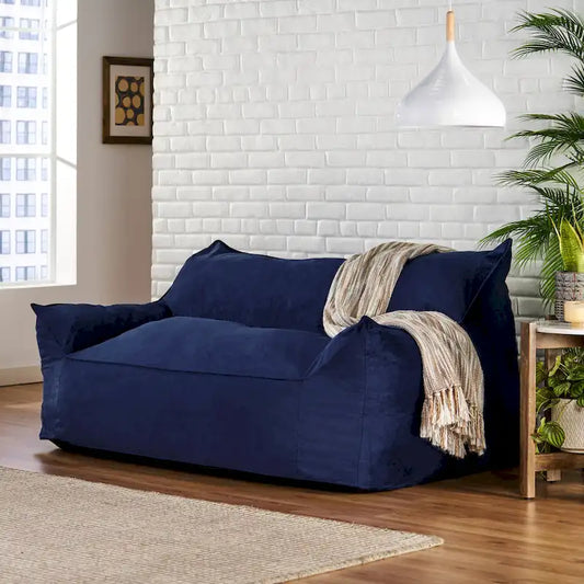 Velie Velveteen 2 Seater Oversized Bean Bag Chair with Armrests by Christopher Knight Home