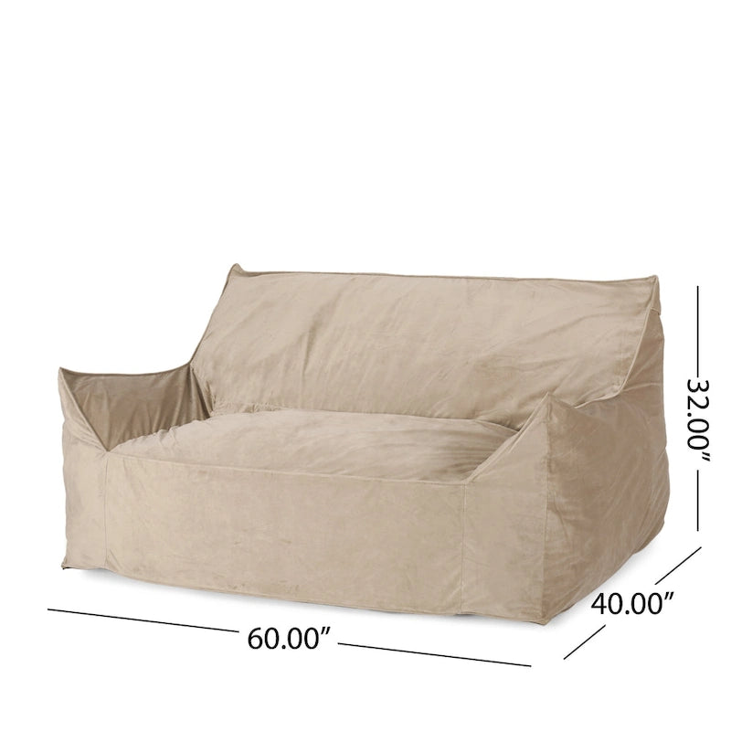 Velie Velveteen 2 Seater Oversized Bean Bag Chair with Armrests by Christopher Knight Home