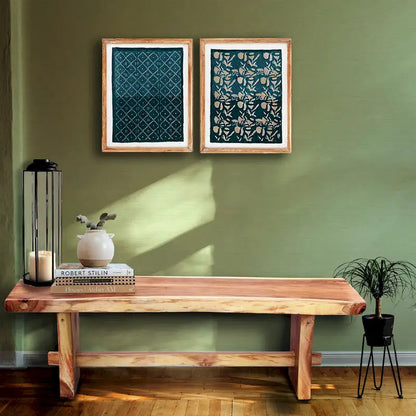 Chic Teak Suar Live Edge Slab Backless Bench approximately 69 long