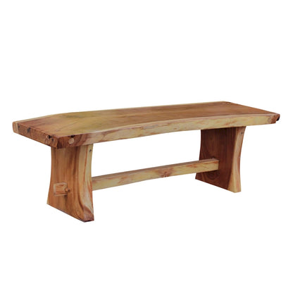 Chic Teak Suar Live Edge Slab Backless Bench approximately 69 long