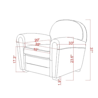 Pasargad Home Genuine Leather Paris Club Chair, Brown