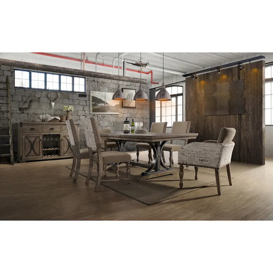 Roundhill Furniture Birmingham Driftwood Table and Nail Head Chair 7-piece Dining Set