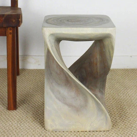 Haussmann Original Wood Twist Stool 12 X 12 X 18 In High Grey Oil - 12 x 12 x 18
