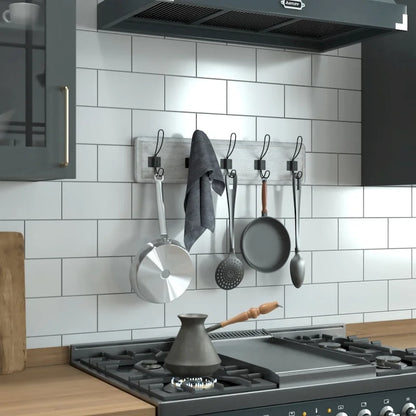 Wall Mounted Storage Rack with Upper Shelf and Storage Hooks