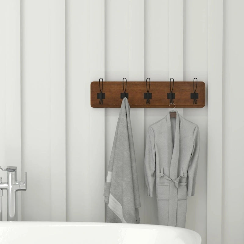 Wall Mounted Storage Rack with Upper Shelf and Storage Hooks