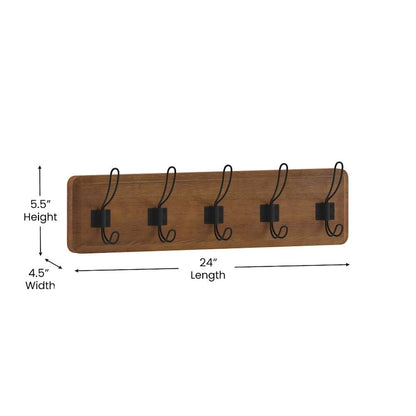 Wall Mounted Storage Rack with Upper Shelf and Storage Hooks