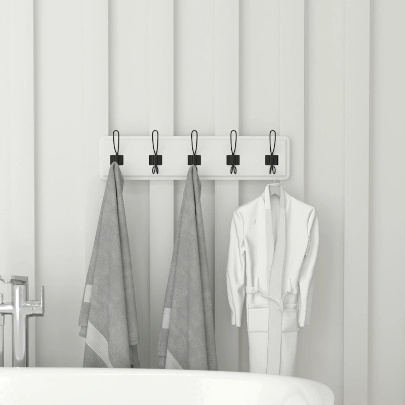 Wall Mounted Storage Rack with Upper Shelf and Storage Hooks