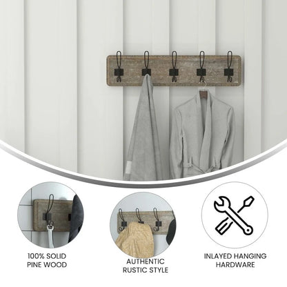 Wall Mounted Storage Rack with Upper Shelf and Storage Hooks