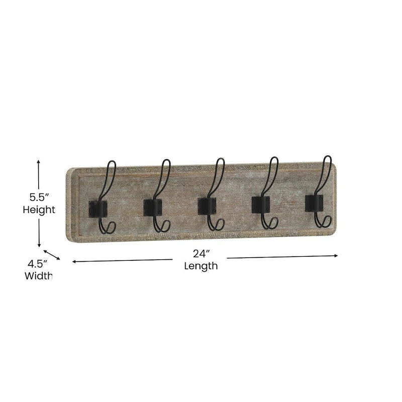 Wall Mounted Storage Rack with Upper Shelf and Storage Hooks