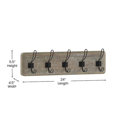 Wall Mounted Storage Rack with Upper Shelf and Storage Hooks