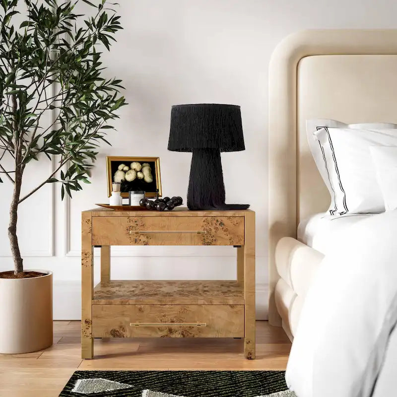 Brandyss Wooden 2 Drawer Nightstand