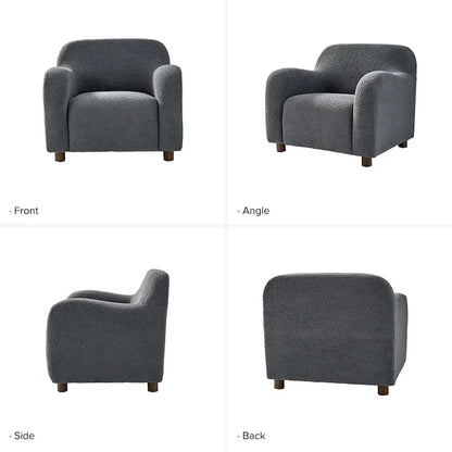Wayne 35 Wide Boucle Upholstered Teddy Accent Chair with Solid Wood Legs by HULALA HOME