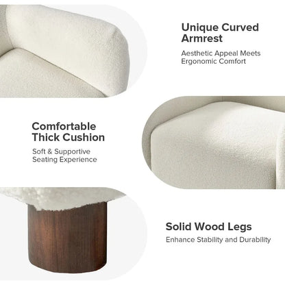 Wayne 35 Wide Boucle Upholstered Teddy Accent Chair with Solid Wood Legs by HULALA HOME