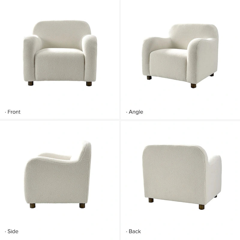 Wayne 35 Wide Boucle Upholstered Teddy Accent Chair with Solid Wood Legs by HULALA HOME