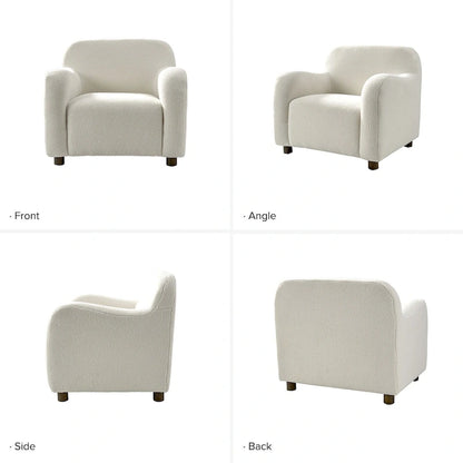 Wayne 35 Wide Boucle Upholstered Teddy Accent Chair with Solid Wood Legs by HULALA HOME