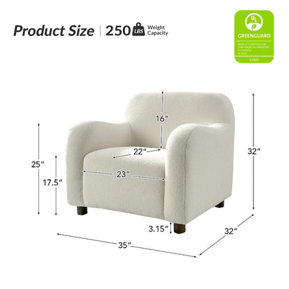 Wayne 35 Wide Boucle Upholstered Teddy Accent Chair with Solid Wood Legs by HULALA HOME