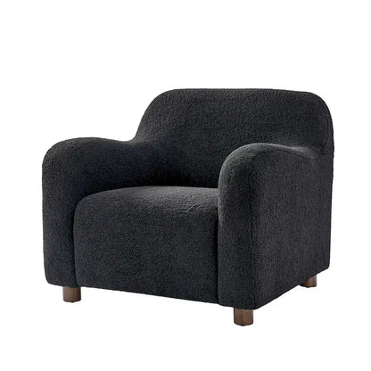 Wayne 35 Wide Boucle Upholstered Teddy Accent Chair with Solid Wood Legs by HULALA HOME